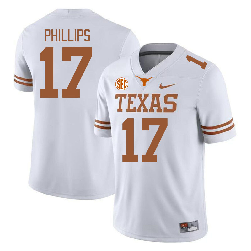 # 17 Adrian Phillips Texas Longhorns Jerseys Football Stitched-White